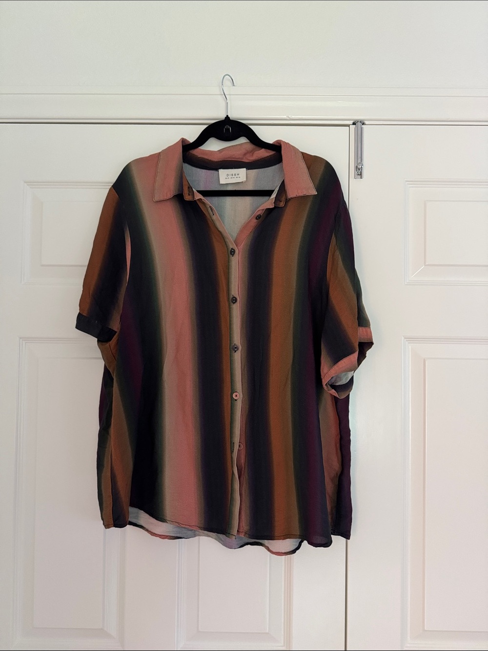 DISSH Lulu Ombré Striped Button-Down Shirt in Earth Tones - Picture 4 of 4